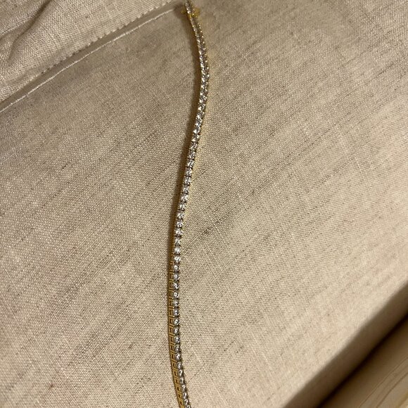 14k Yellow Gold plated Vermeil tennis bracelet with Cubic Zirconia - Picture 6 of 10